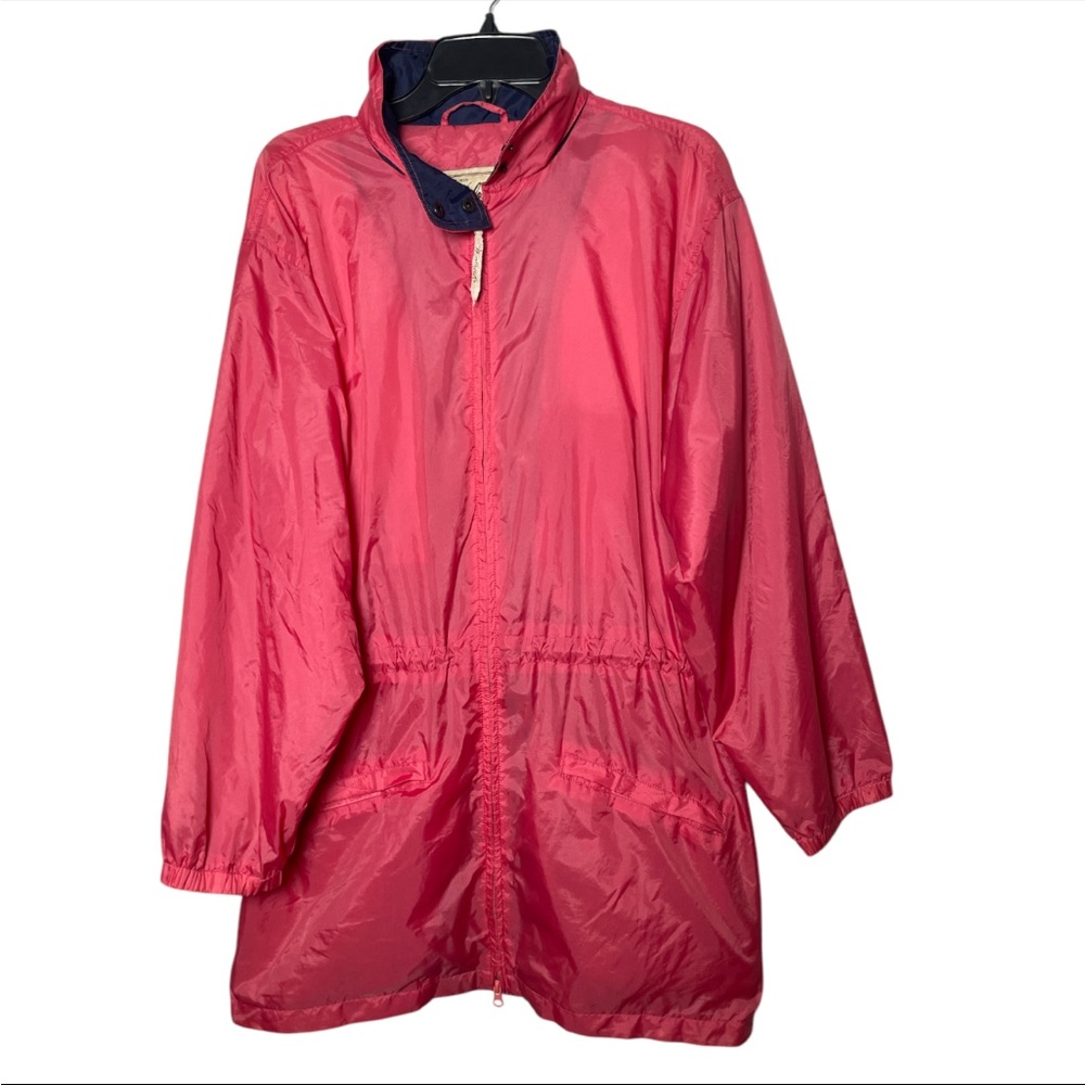 Vintage 80s Woolrich Pink Rain Jacket Women’s L Hooded Nylon Outdoor Gorpcore